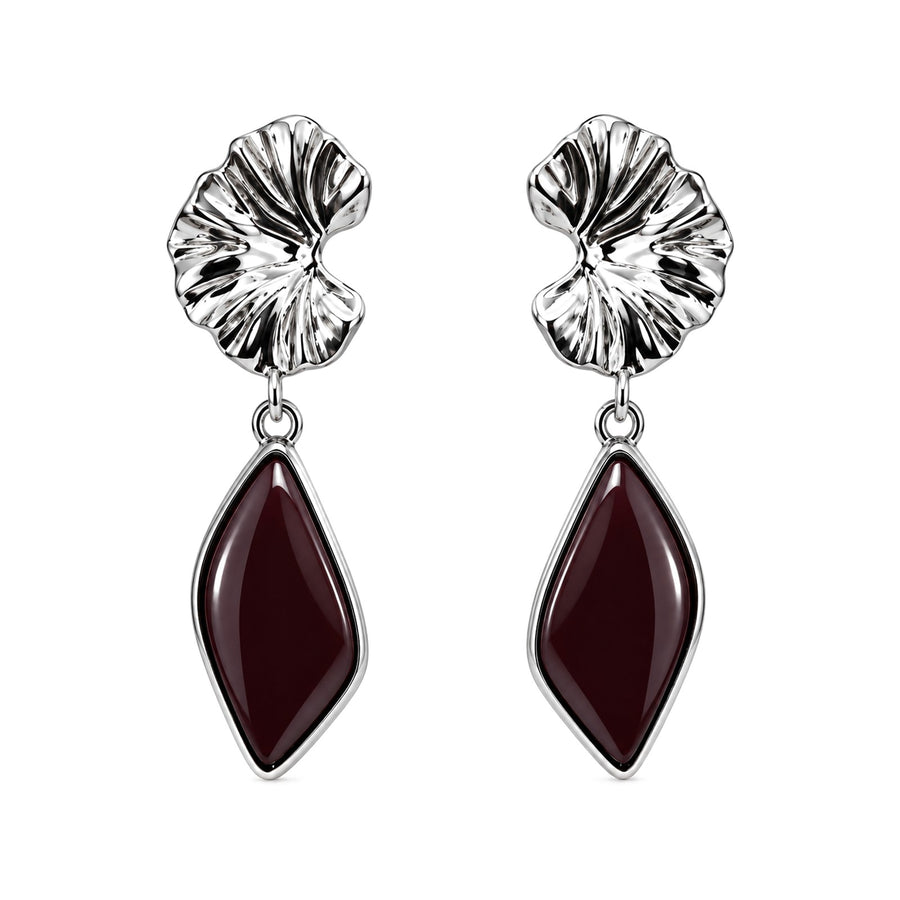 Mocha Petal Drop Ceramic Earrings