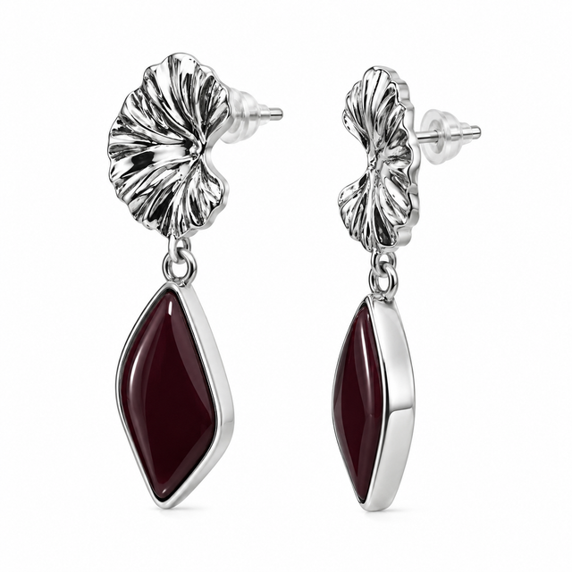 Mocha Petal Drop Ceramic Earrings