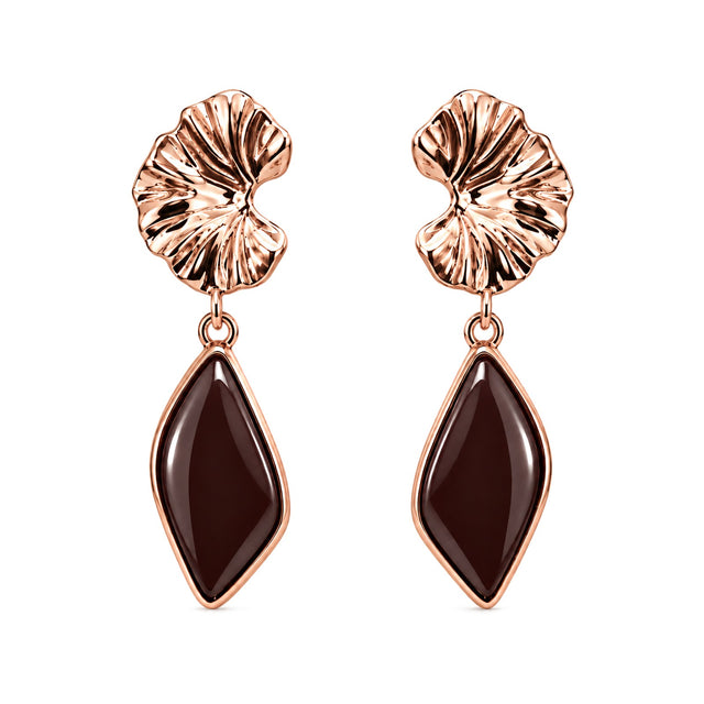 Mocha Petal Drop Ceramic Earrings