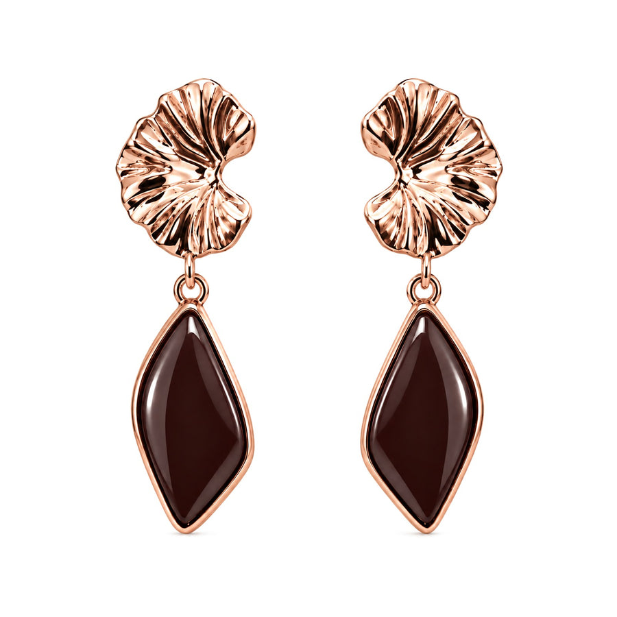 Mocha Petal Drop Ceramic Earrings - view 4