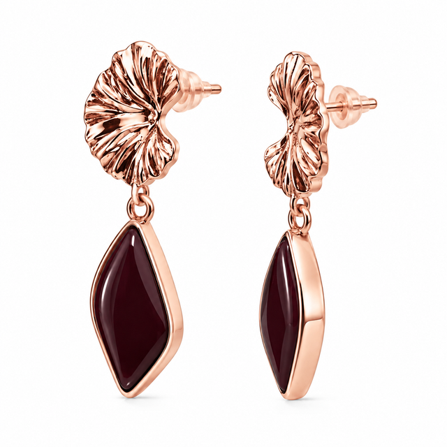 Mocha Petal Drop Ceramic Earrings