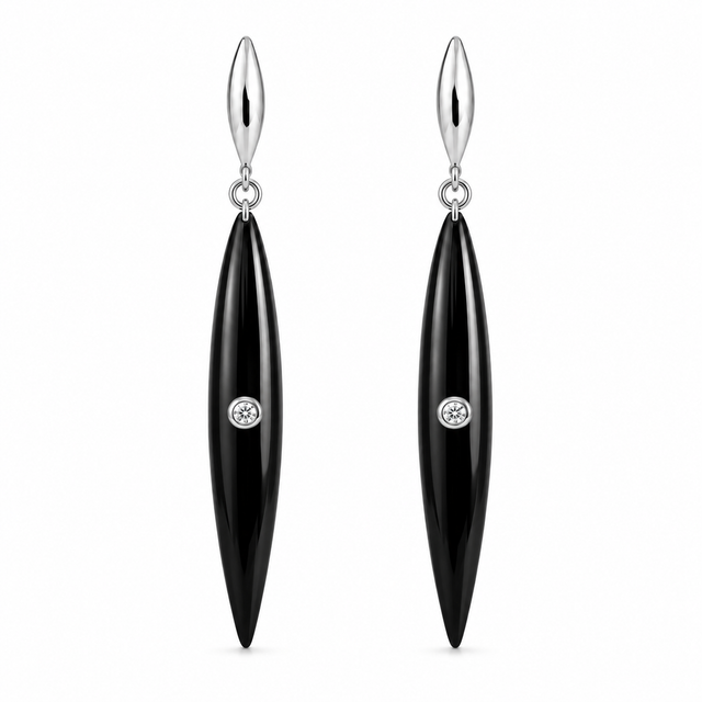 Black Ceramic Drop Earrings