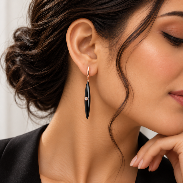 Black Ceramic Drop Earrings