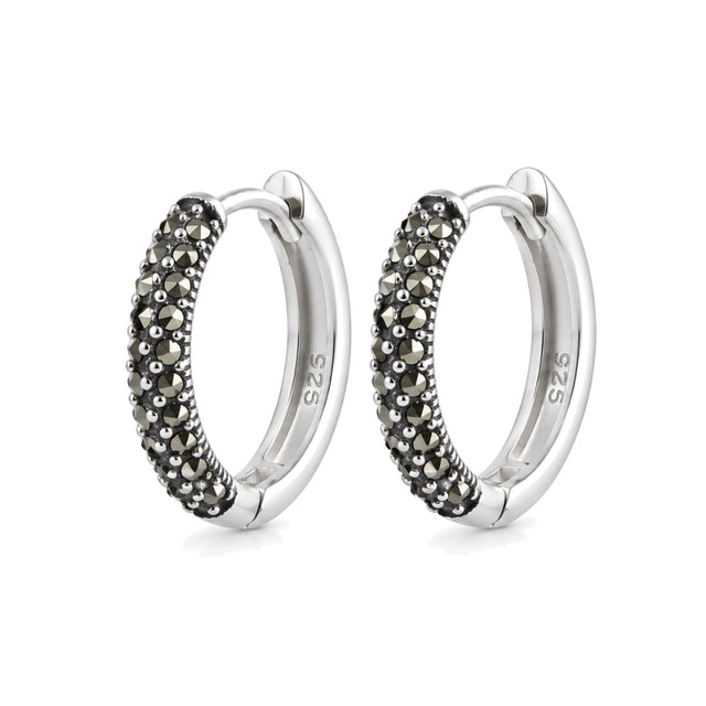 Midnight Marcasite Huggie Earrings
