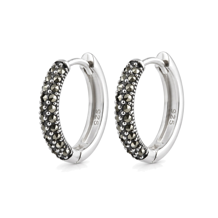 Midnight Marcasite Huggie Earrings