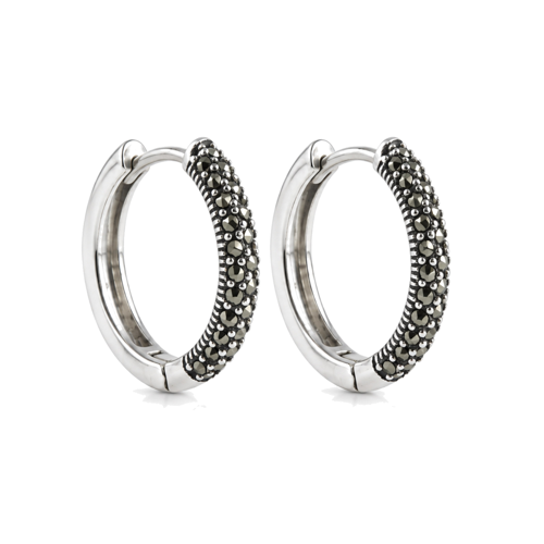 Midnight Marcasite Huggie Earrings