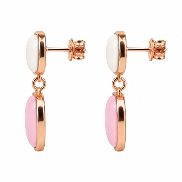Blush Duo Enamel Drop Earrings