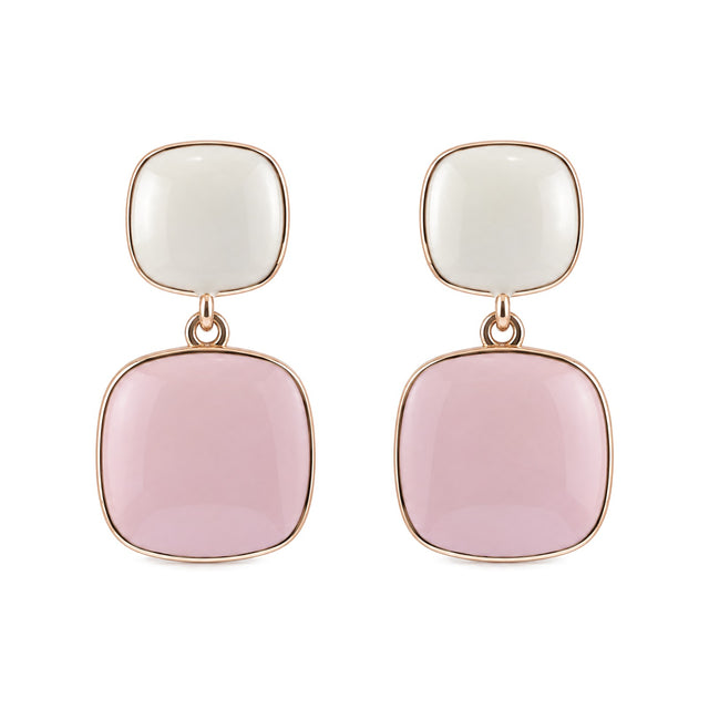 Blush Duo Enamel Drop Earrings