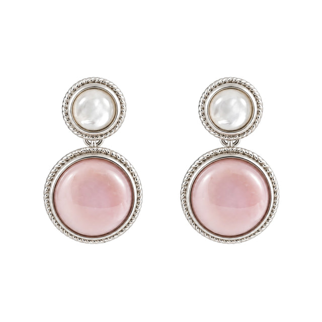 Blush Halo Queen Conch Shell Earrings in silver