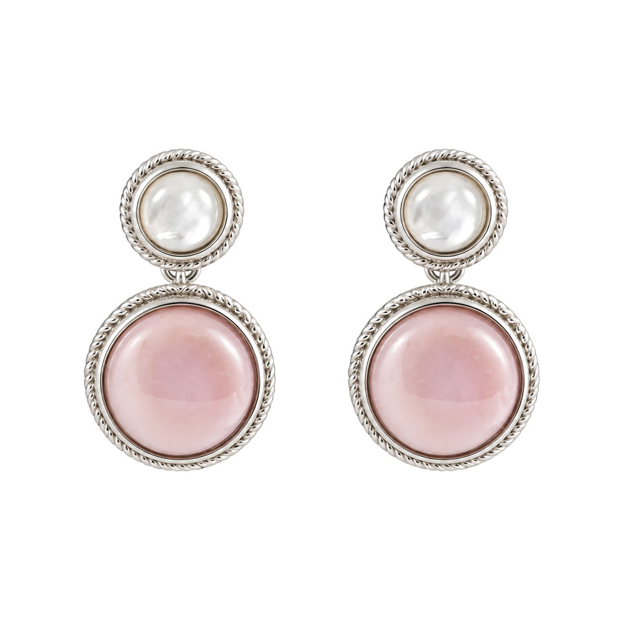 Blush Halo Queen Conch Shell Earrings in silver