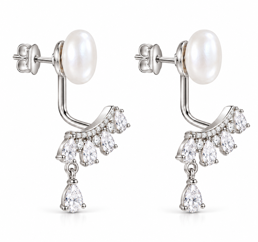 Pearl & Crystal 2-in-1 Earrings - view 3