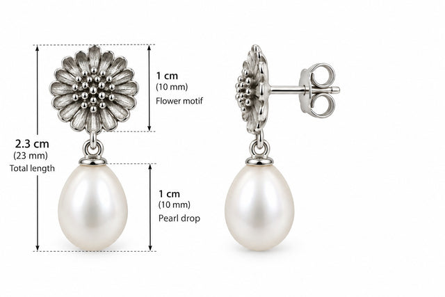 Freshwater Pearl Flower Drop Earrings - view 2