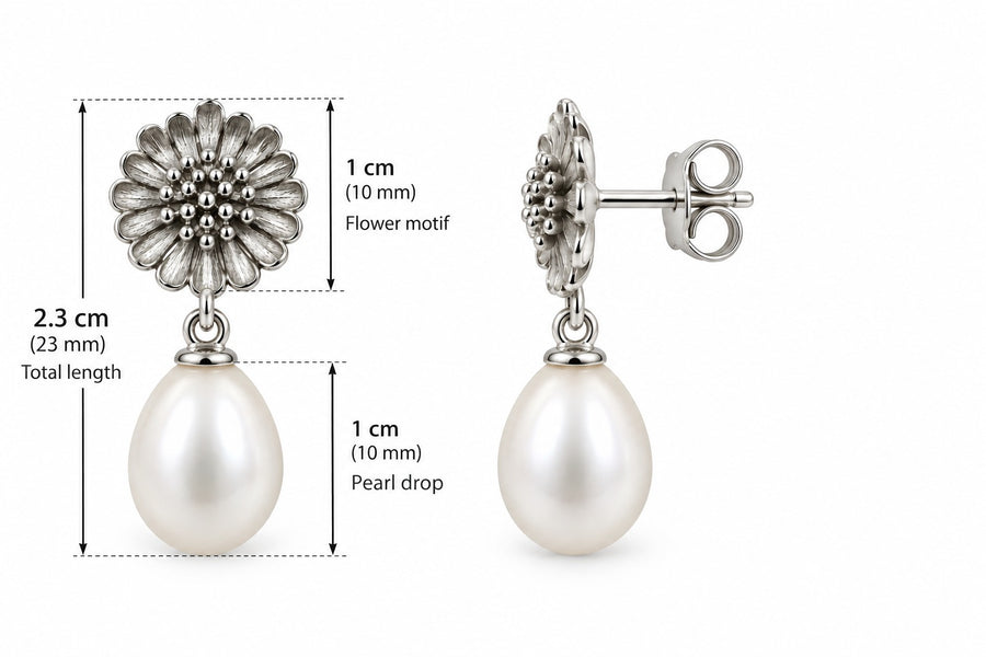 Freshwater Pearl Flower Drop Earrings - view 2