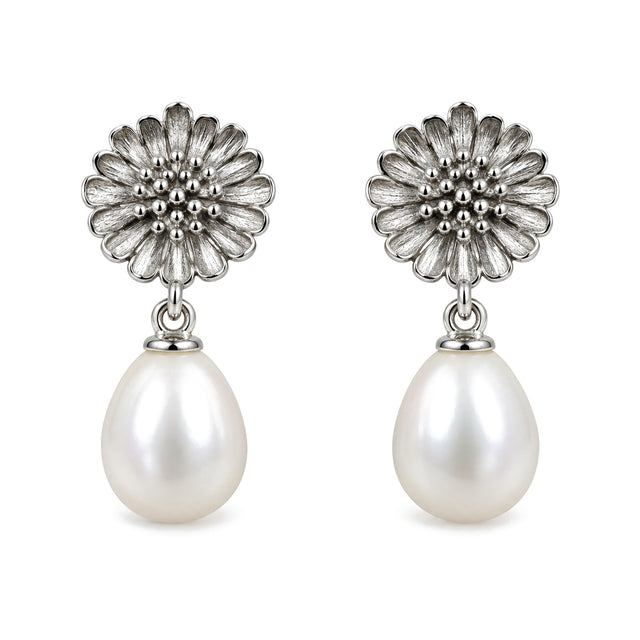 Freshwater Pearl Flower Drop Earrings