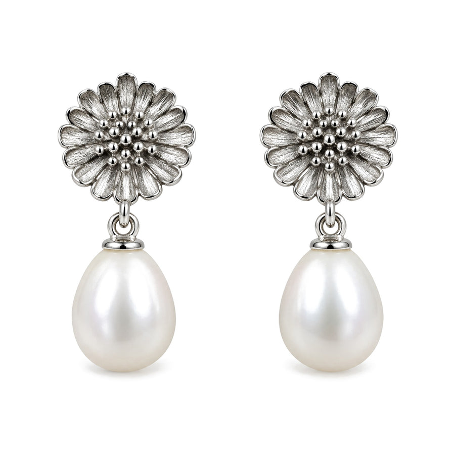 Freshwater Pearl Flower Drop Earrings