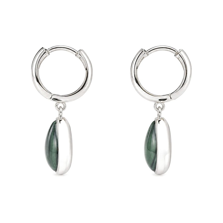 Malachite Teardrop Hoop Earrings - view 3