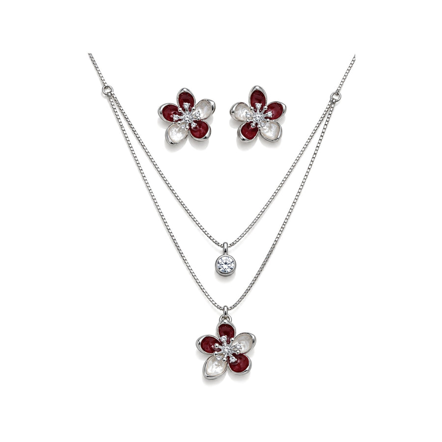 Crimson Bloom Floral Necklace Set - view 1