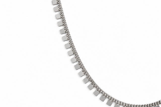 Square Drift Necklace in rhodium-plated sterling silver
