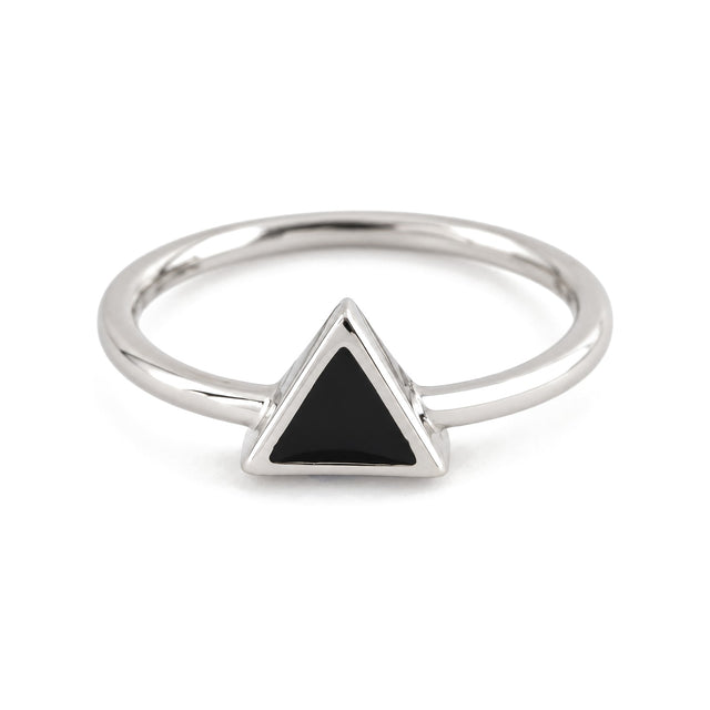 Triangle Black Enamel Ring