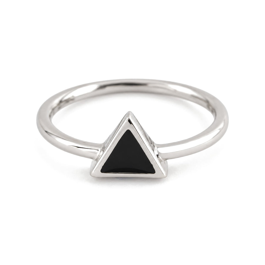 Triangle Black Enamel Ring - view 3