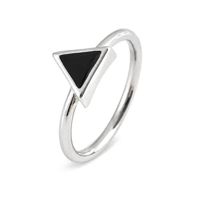 Triangle Black Enamel Ring