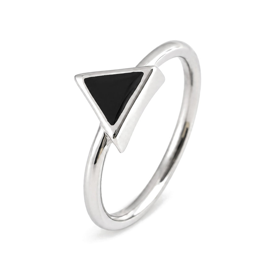 Triangle Black Enamel Ring
