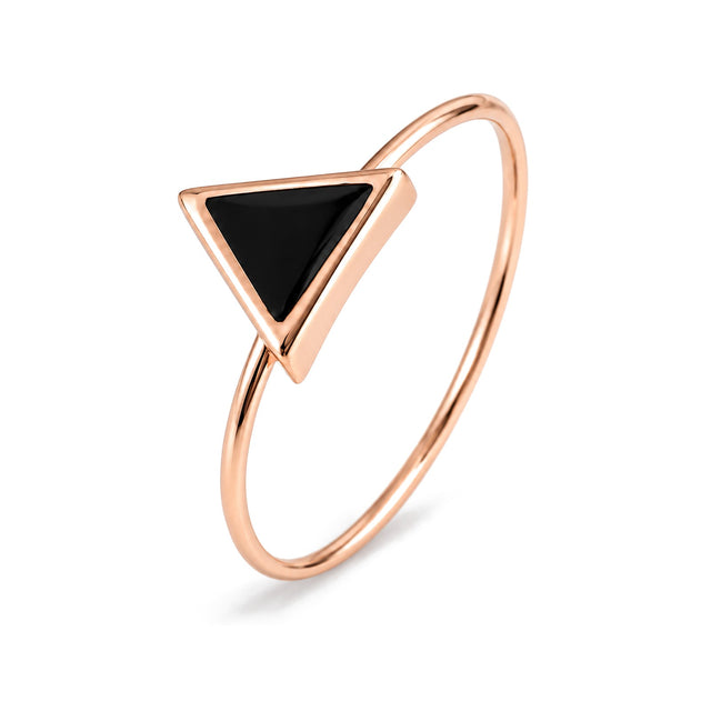 Triangle Black Enamel Ring