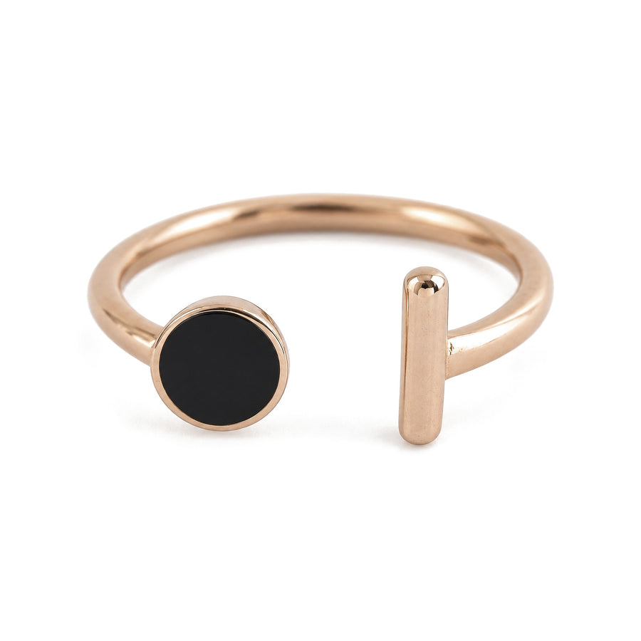 Black Enamel Circle Bar Ring - view 2