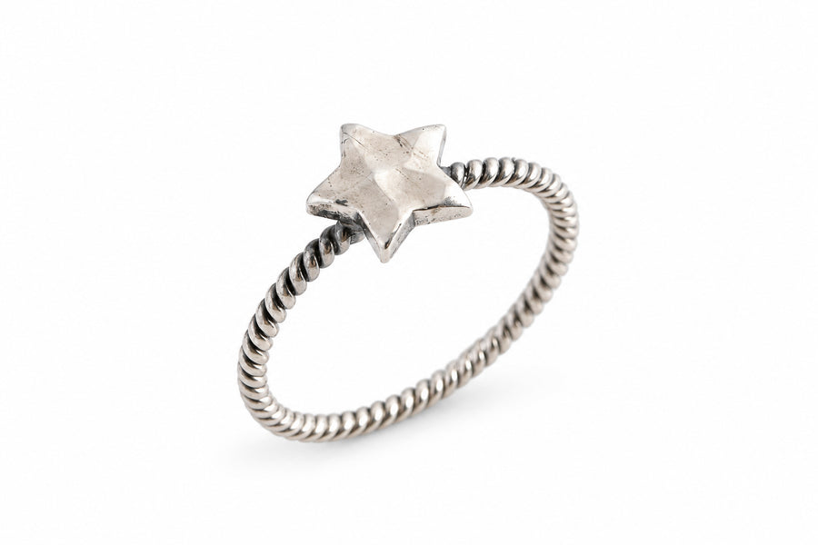 Oxidised Silver Star Ring