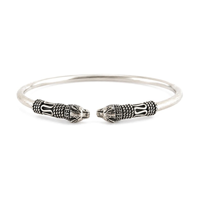 Silver Tiger-Head Cuff Bangle - view 3