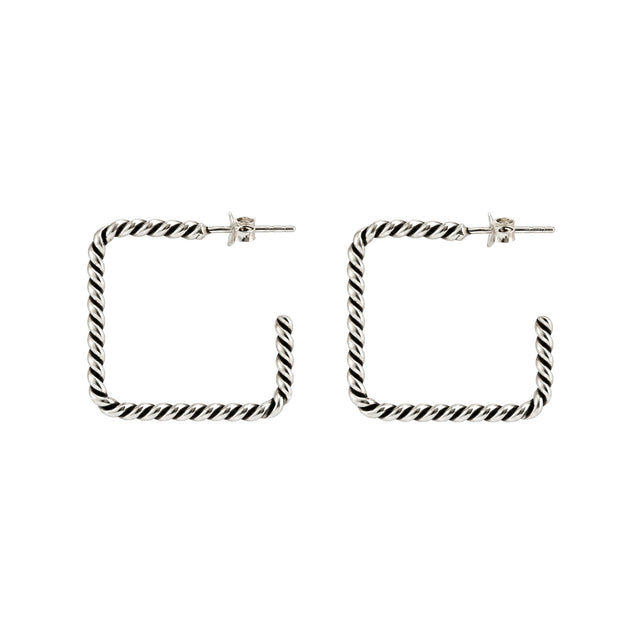 Twisted Rope Square Hoop Earrings