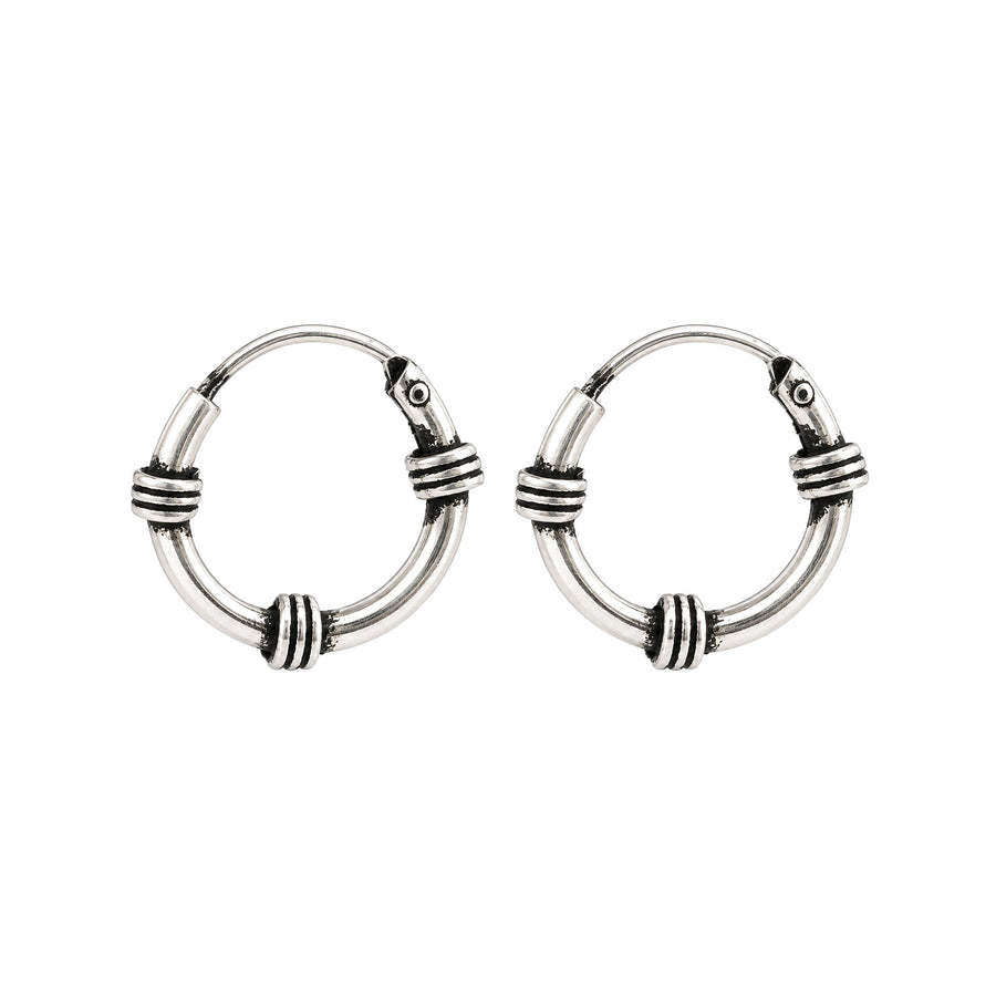 Mini Oxidised Ridged Hoop Earrings