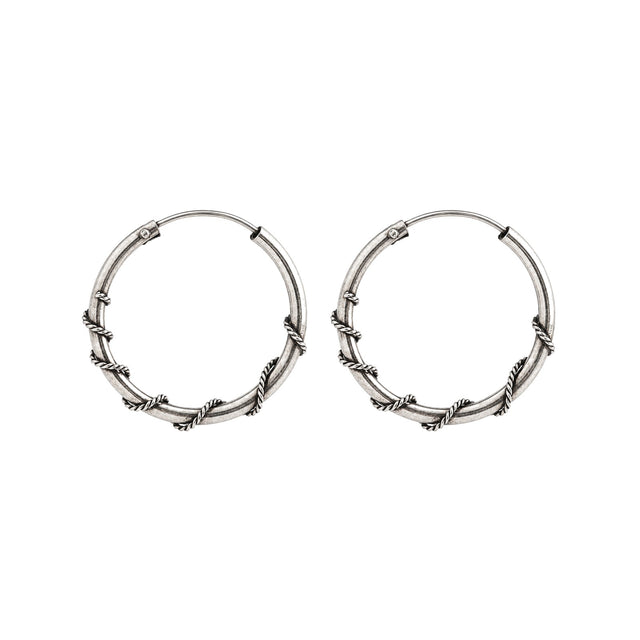 Oxidised Twisted Accent Hoop Earrings