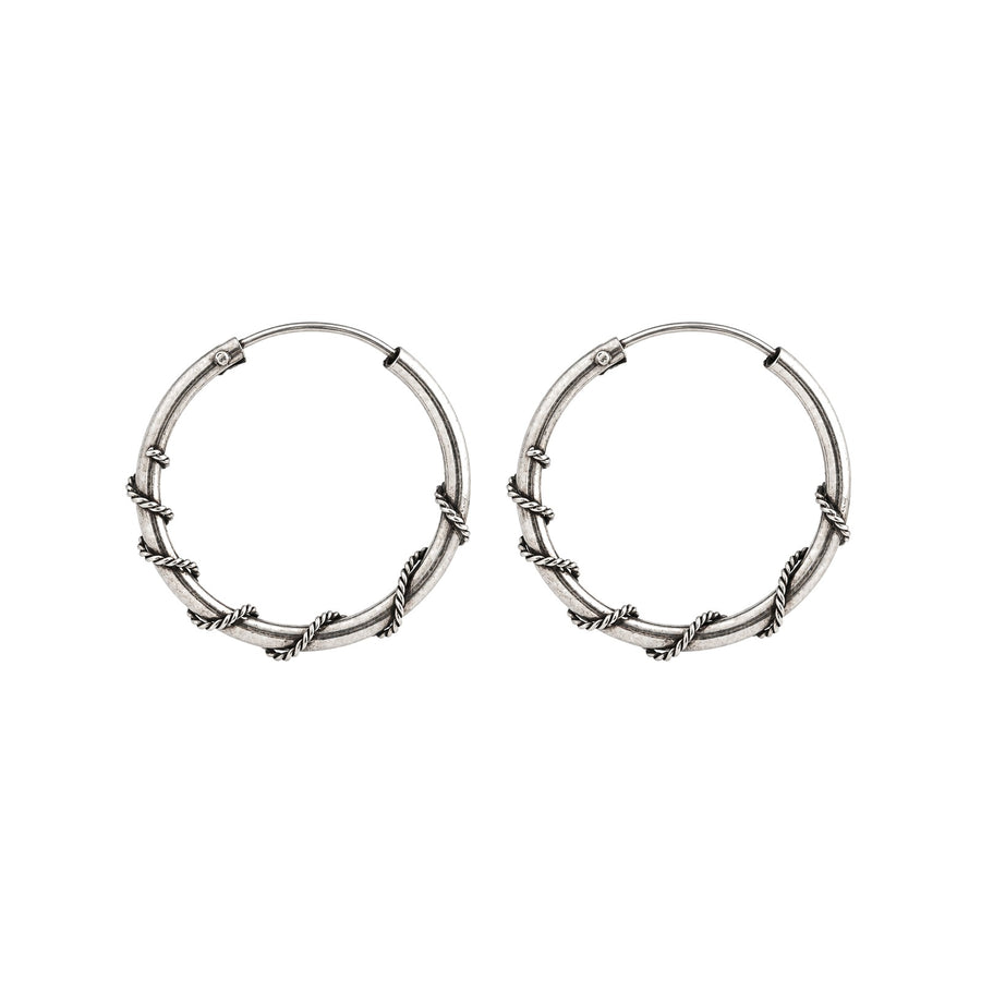 Oxidised Twisted Accent Hoop Earrings