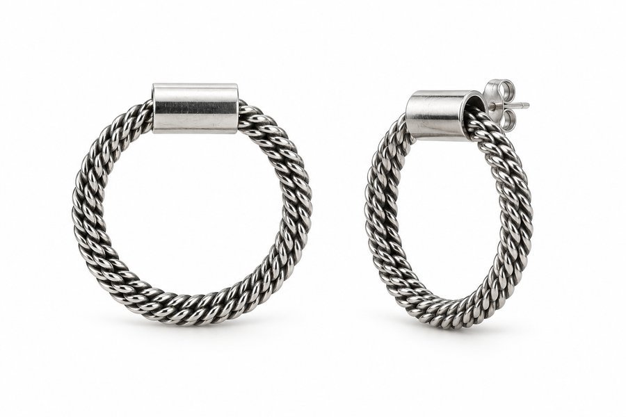 Twisted Rope Circle Hoop Earrings - view 3