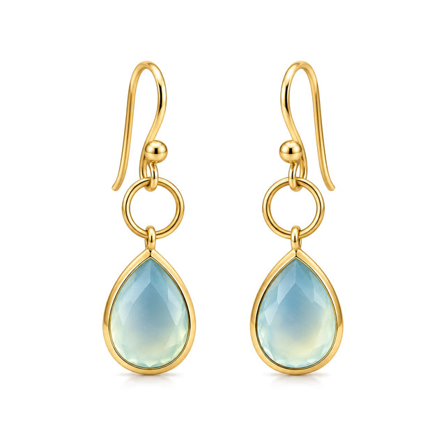 Aqua Teardrop Charm Earrings