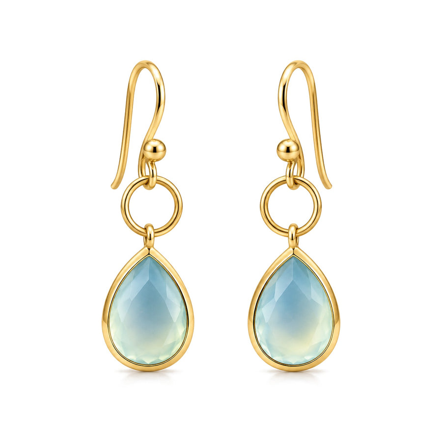 Aqua Teardrop Charm Earrings