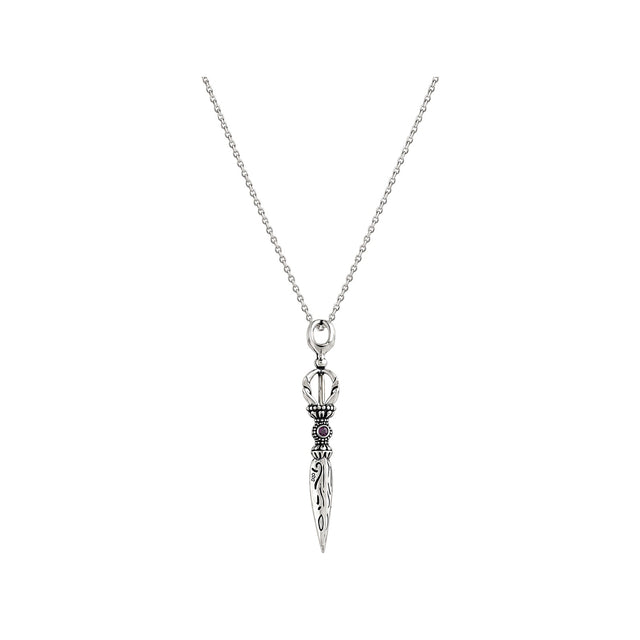 Oxidised Silver Tribal Spear Pendant