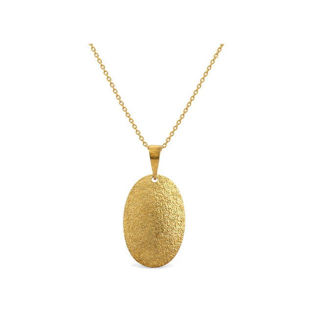 Golden Textured Oval Pendant