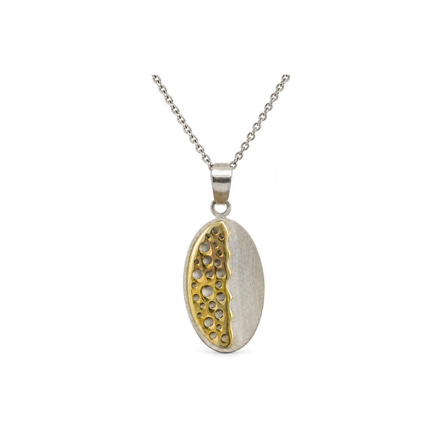 Textured Two-Tone Oval Pendant