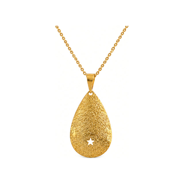 Textured Gold Star Teardrop Pendant