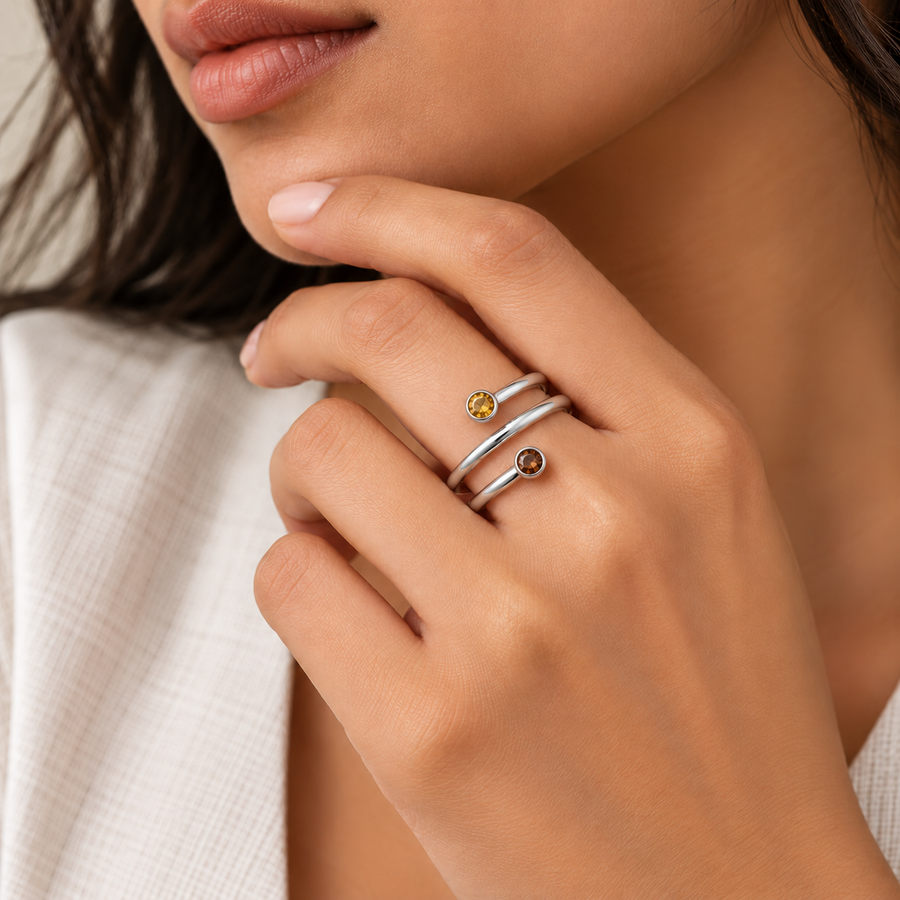 Dual Stone Open Band Ring - view 5