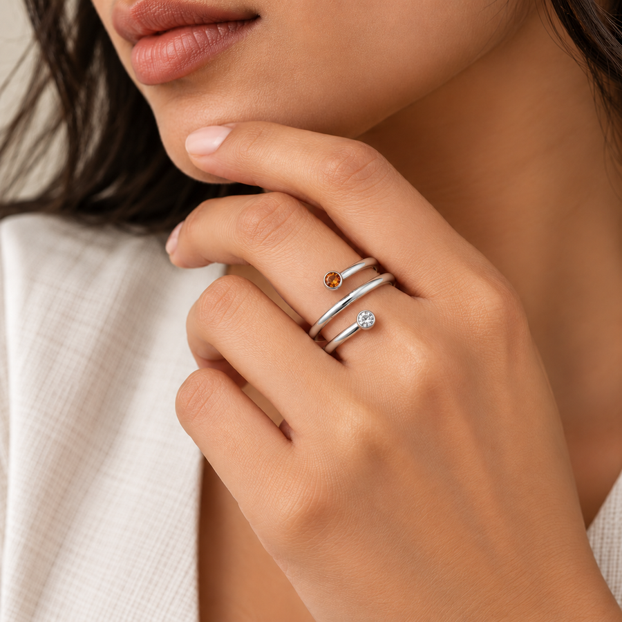 Dual Stone Open Band Ring - view 10