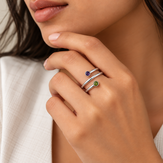 Dual Stone Open Band Ring - view 12