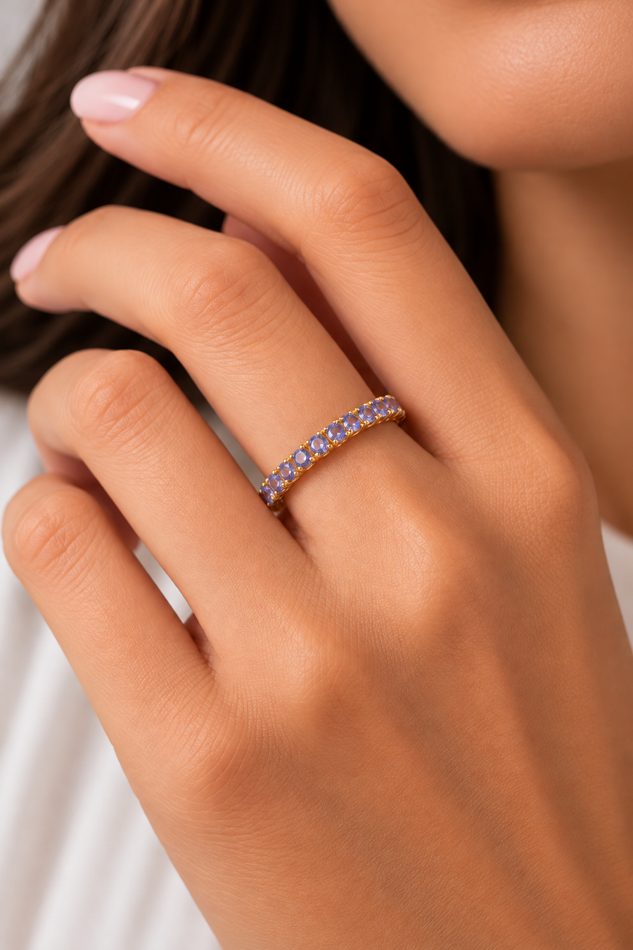 Model wearing Tanzanite 18K Gold-Plated Band