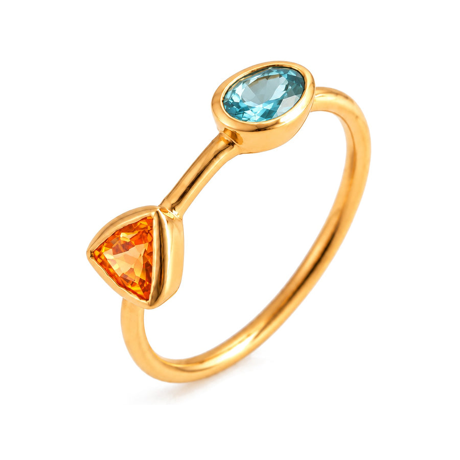 Emerald & Orange Sapphire Duo Ring