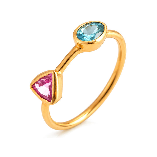 Emerald & Pink Sapphire Duo Ring