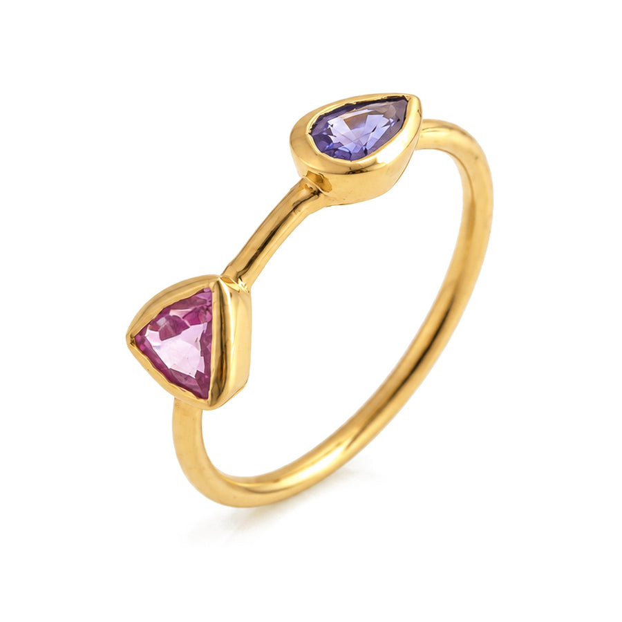Blue & Pink Sapphire Duo Ring