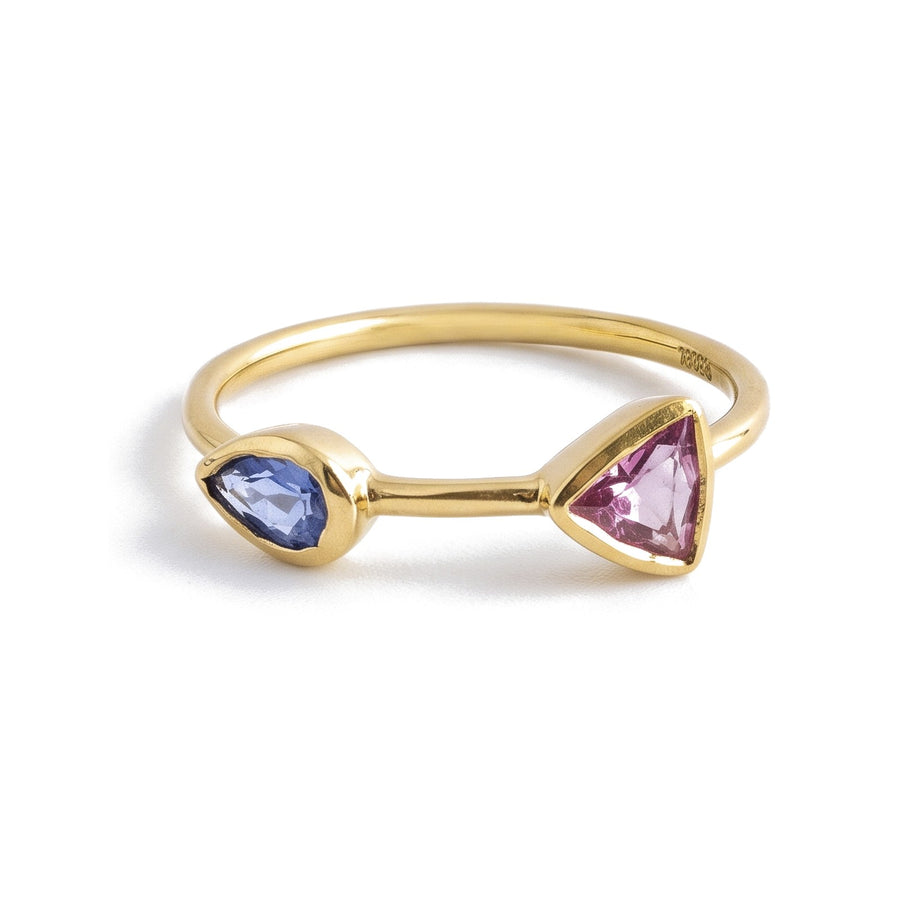 Blue & Pink Sapphire Duo Ring - view 3