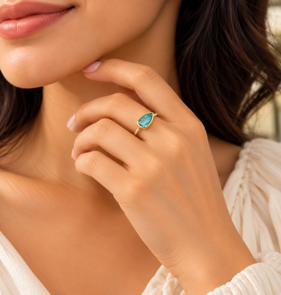 Emerald Teardrop Ring - view 3
